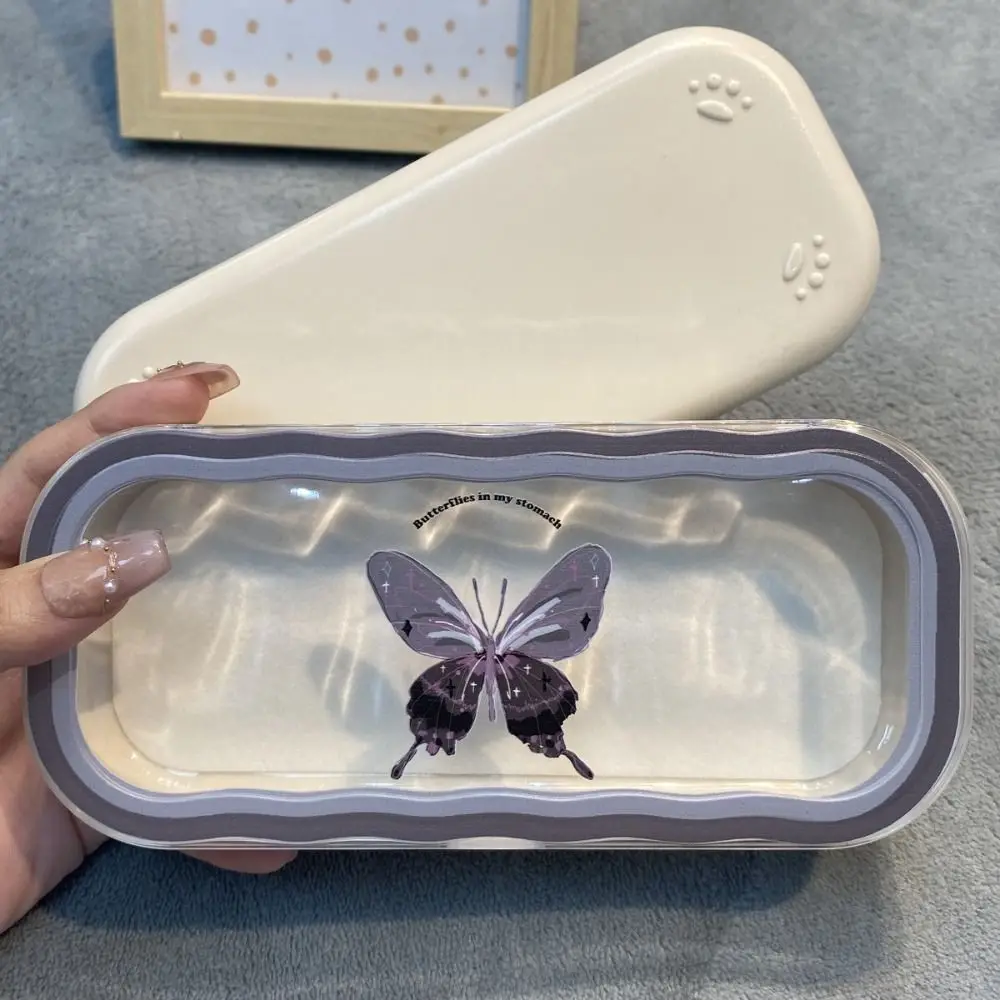 الإبداعية البلاستيك Bowknot نظارات حالة زهرة شفافة النظارات الشمسية صندوق تخزين النظارات المحمولة مرئية واقية