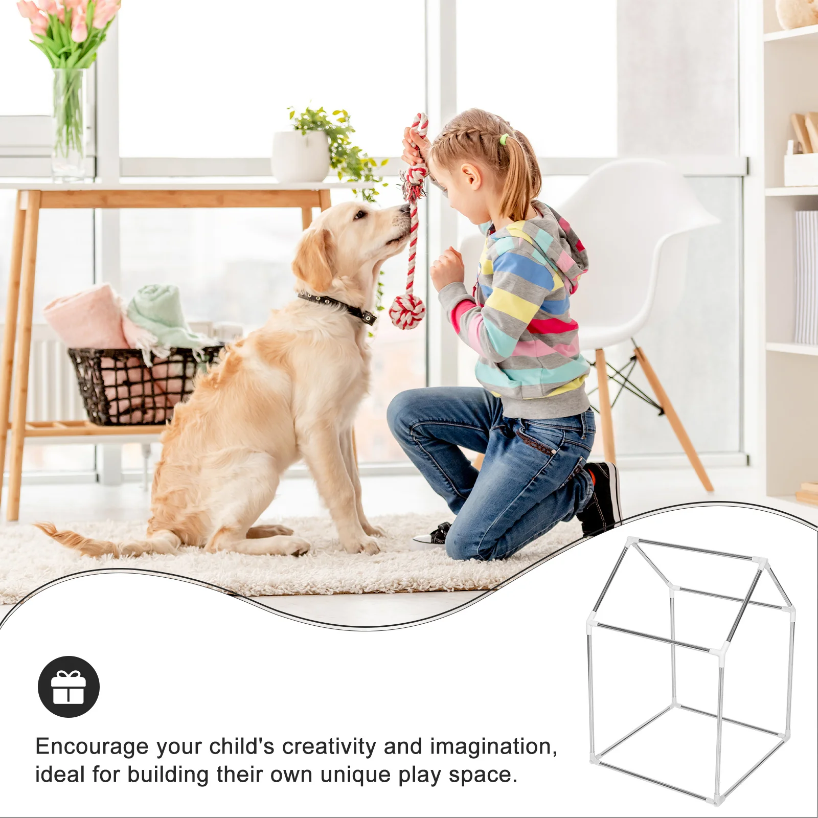 1 ensemble cadre en métal pour enfants jouer bricolage Playhouse Kit d'assemblage enfants maison Structure métal tente cadre jouer tente maison en plein air