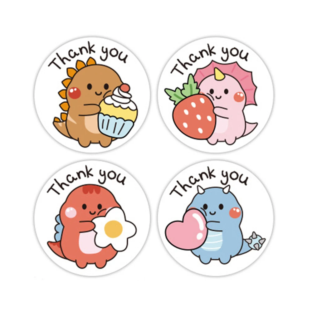 50-300pcs 1 Inch Thank You Stickers Cartoon Dinosaur Labels for Packaging Baking Labels Gifts Seal Decor Children\'s Stickers