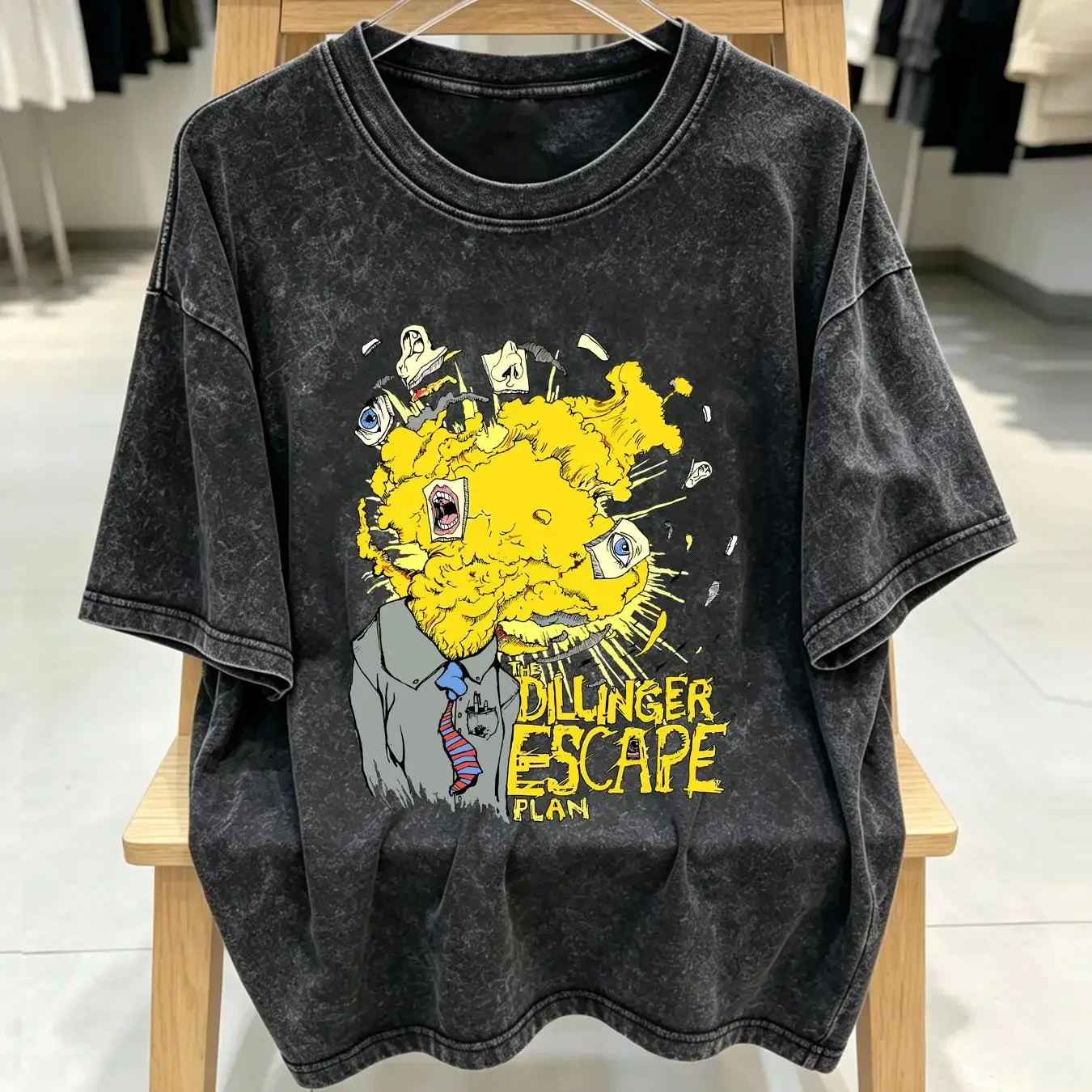 washed T Shirt The Dillinger Escape Plan Exploding Head  vintage Washed Versatile graphic Breathable Stylish Casual Unisex