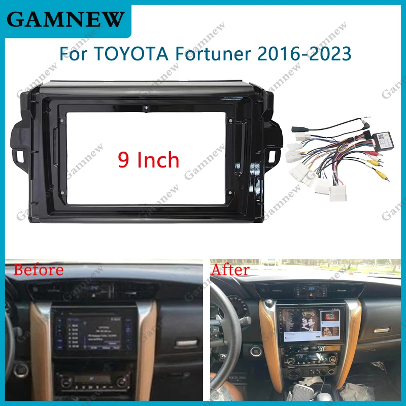 

9 Inch Car Radio Fascia Frame Adapter Stereo Android Dashboard Kit Face Plate For Toyota Fortuner 2016-2023