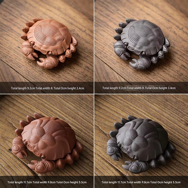 Chinese Crafts Creative Crab Integrated Filter Tea Leakage Purple Sand Tea Pet Ornaments Kungfu Tea Table Ceremony Accessories