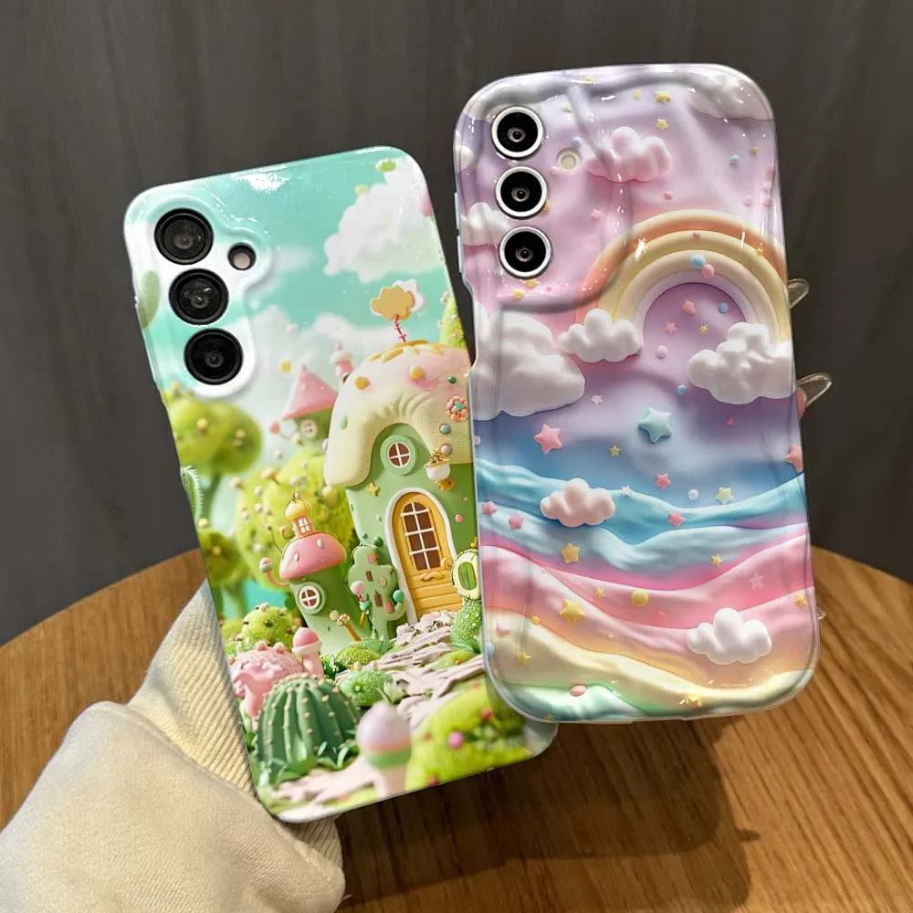

Dreamy landscape pattern Phone Case For Samsung Galaxy A13 A15 A16 A06 A11 A12 A14 A05 M11 M12 F12 4G 5G Feilin Wave Oil Shell