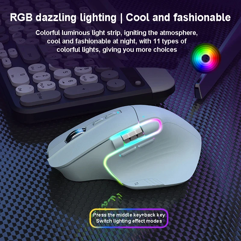 Tri-Mode Bluetooth+2.4G Wireless Silent Optical Mouse Macro Programming Ergonomic Gaming Rechargeable Mice For PC Laptop Macbook