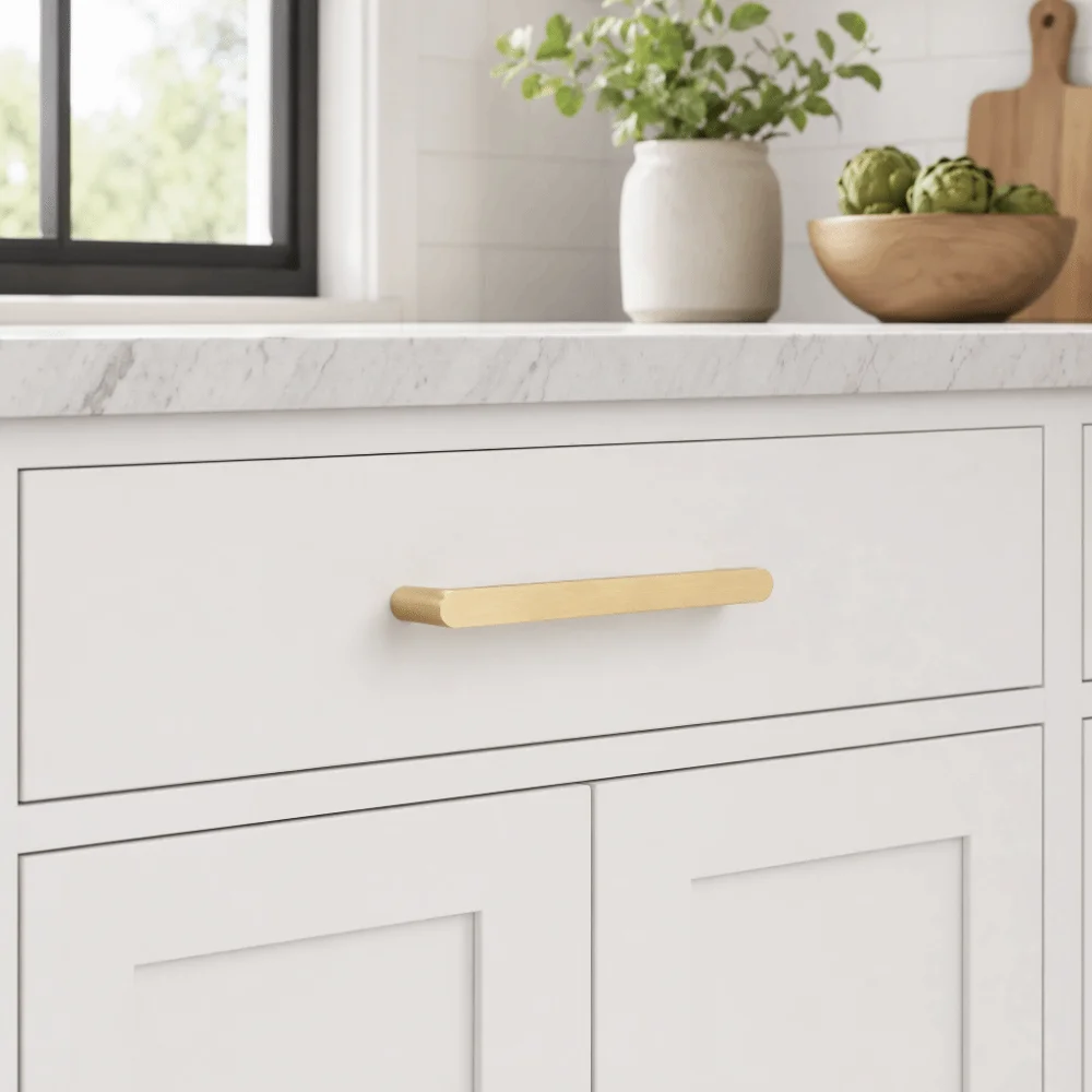Brushed Nickel Finish Cabinet Handles Aluminum Alloy Modern Style Cabinet Knobs Luxury Wardrobe Handles For Kitchen Cupboard