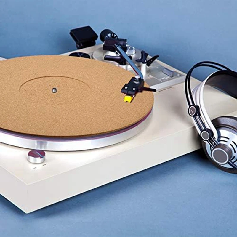 3 Pieces Cork Turntable Mats Set With High Fidelity For Vinyl LP Record Players Audiophile Reduce Noise