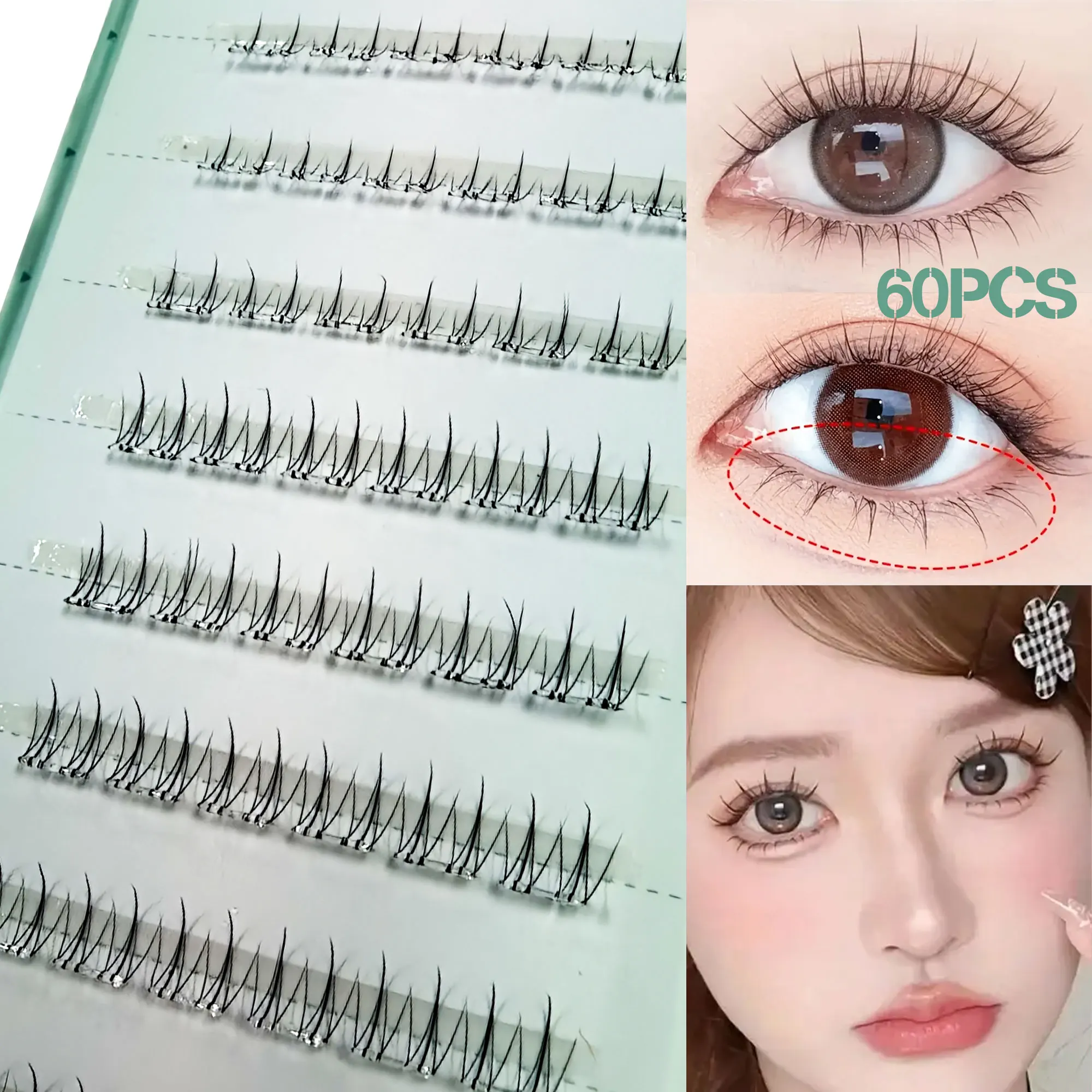 接着剤不要のつけまつげ10列、様々なスタイルでコミックメイクを演出、超軽量で超薄型、セグメント化されたつけまつげ