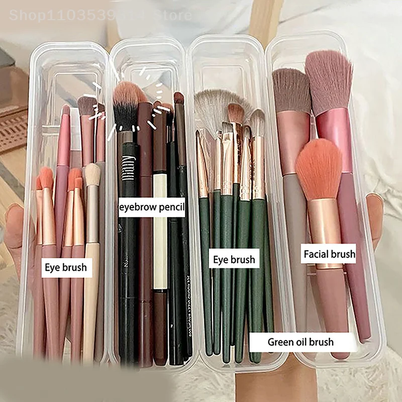 Makeup Brush Organizer Transparent With Cover Eyebrow Pencil Boxes Portable Women Cosmetic Storage Organizer