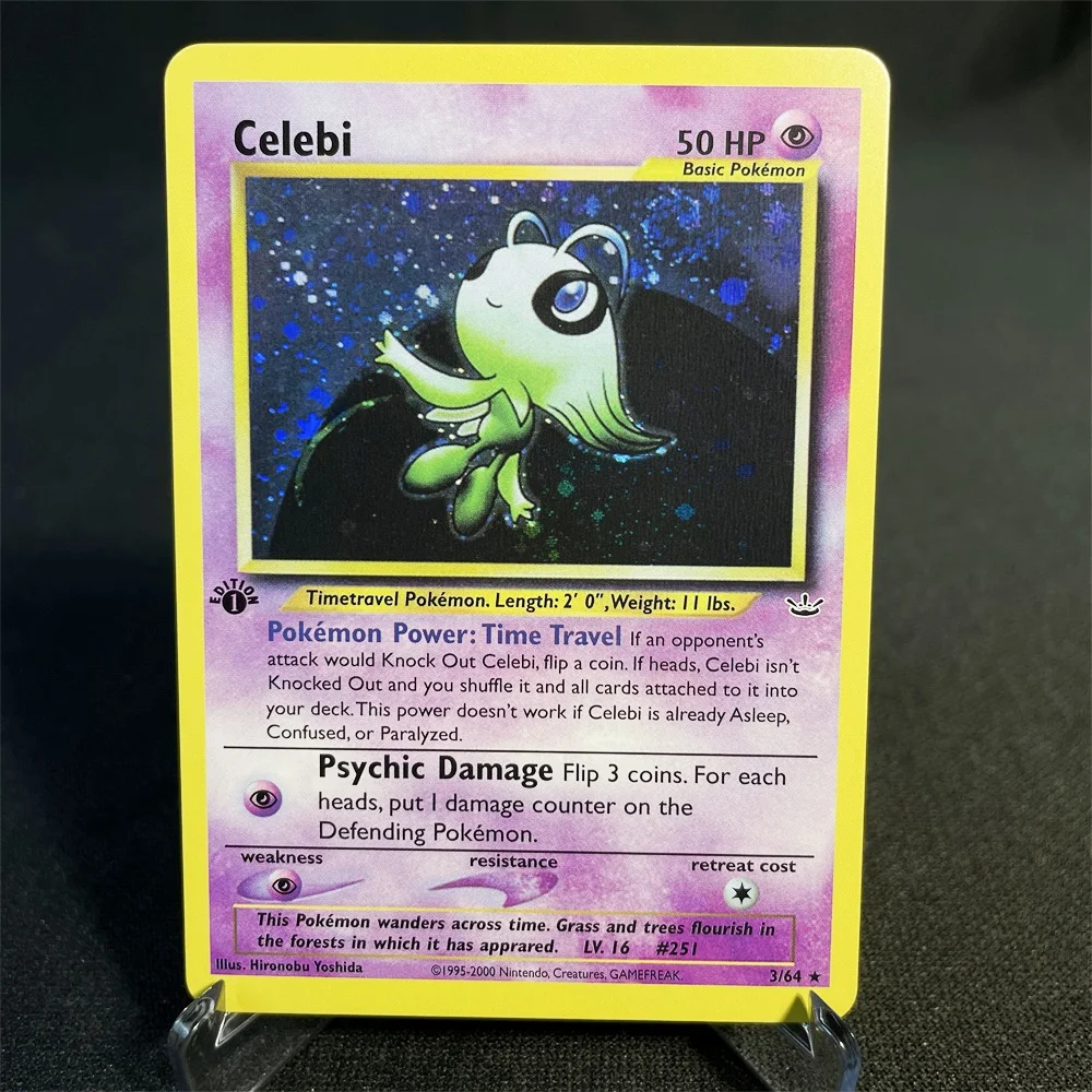Pokémon Game Flash Shining Cards Neo Series Ampharos Misdreavus Jumpluff Blissey Collectible Card PTCG Card Proxy Card