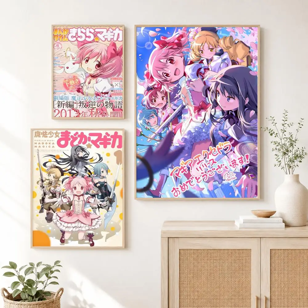 Anime P-Puella Magi Madoka Magica Girl Poster Waterproof HD Modern Peel And Stick Wall Decor Living Room Dorm Garage