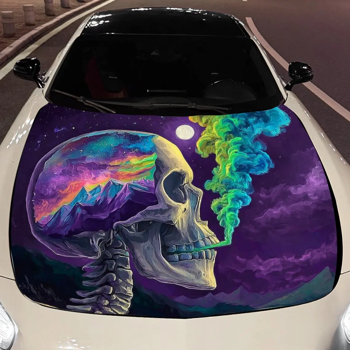 Fantasy Skeleton Car hood packaging sticker, PVC material, self adhesive waterproof, anti slip paint, car exterior decoration ac