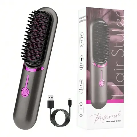 Wireless Hair Straightener USB Charging Hair Comb Curl Straight Hair Straightener Big Wave Egg Roll Curling Iron