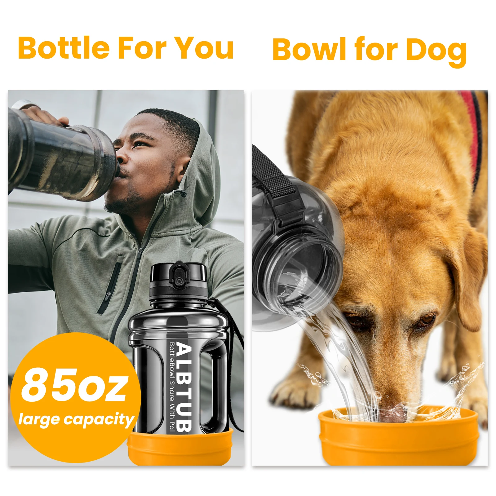 

Portable Dog Travel Water Bottle, 85oz Large Travel Water Bowl for Dogs Camping Hiking Beach Hunting Essentials, Big Pet