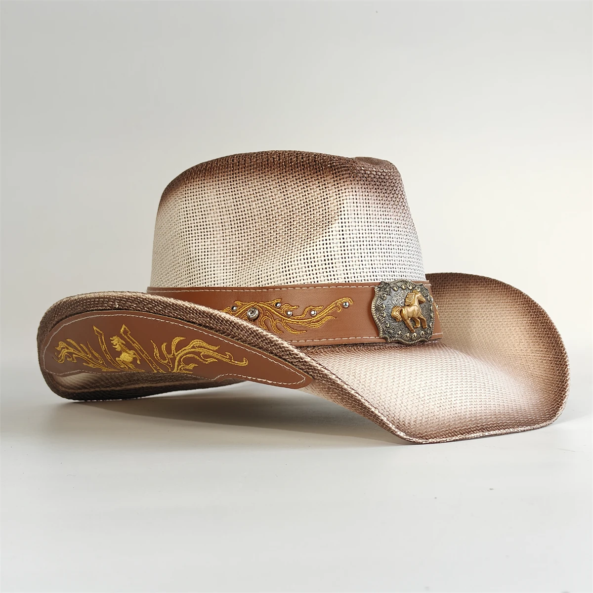 Sombrero de Vaquero de Paja con Bordado 2026 para Mujer y Hombre – Sombrero de Sol Estilo Western para Conciertos Country, Rodeo y Vaqueras
