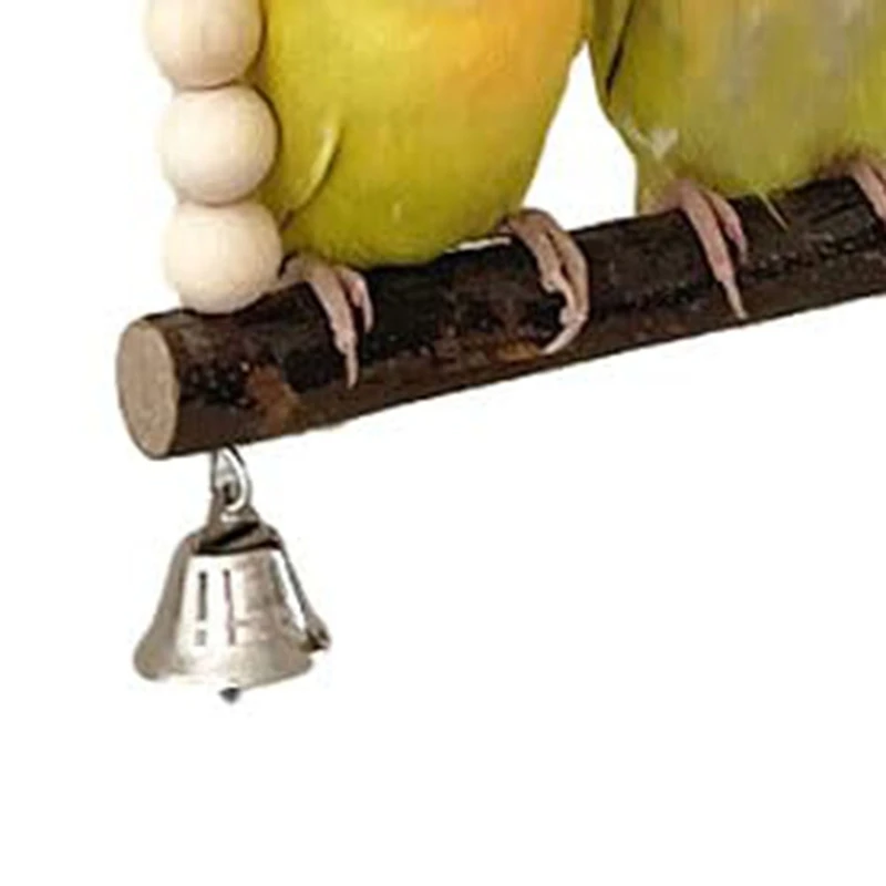 Bird Swing For Two Birds, Wooden Bird Swing With Bell Toy, Hanging Swing, Seat Swing For Small Birds And Parrots (15Cm)