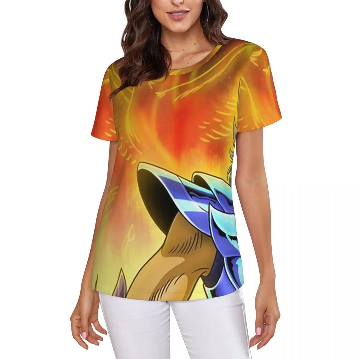 Saint Seiya Knights Of The Zodiac Ikki Phoenix T-Shirt Women Short Sleeve T Shirts O-Neck Streetwear Cotton Summer Tees