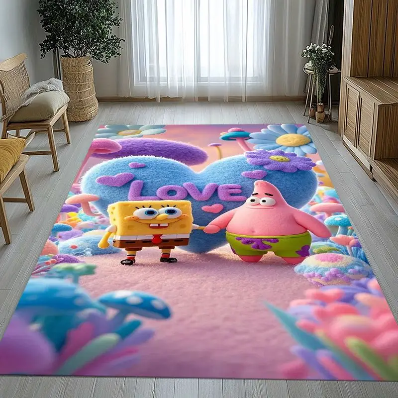 Bikini Bottom S-SpongeBob Cartoon Area Rug,Soft Non-Slip Carpet Mat for Living Room Bedroom Playroom,Sofa Floor Rug,Home Decor