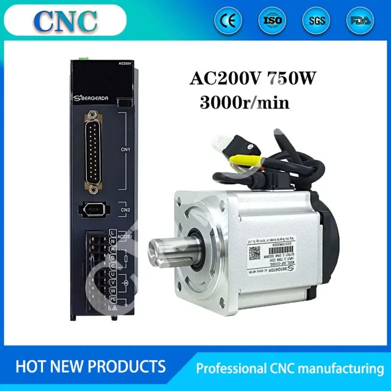 

CNC 0.75kw AC servo motor driver 750W high precision motor 2.39nm 3000r/min with brake, input AC 220V, small engraving machine