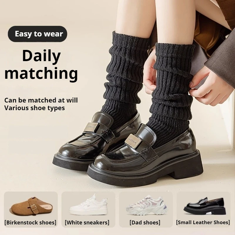 Y2K المرأة تدفئة الساق اليابانية لوليتا الجوارب الطويلة محبوك غطاء للقدم الذراع أدفأ الخريف الشتاء الكروشيه كومة جورب التمهيد الأصفاد