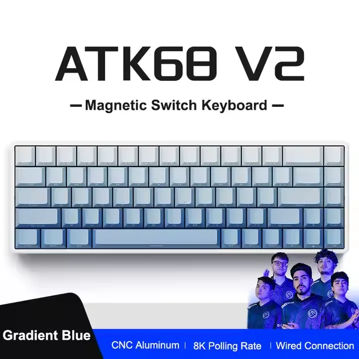 ATK68 V2 Teclado mecánico con interruptor magnético con cable personalizado de latencia ultrabaja CNC de aluminio