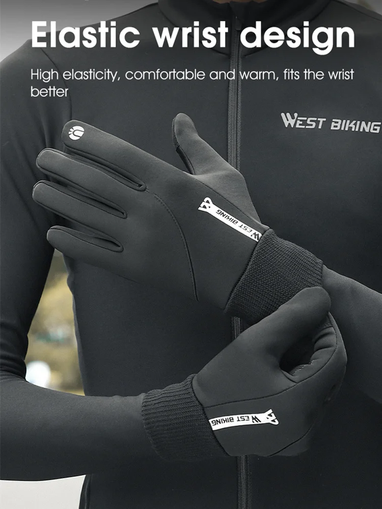 AliExpress West Biking WEST BIKING Winter Full Finger Cycling Gloves Touch Screen Fleece Thermal Windproof Warm MTB Road Bike Sports Gear Accessories