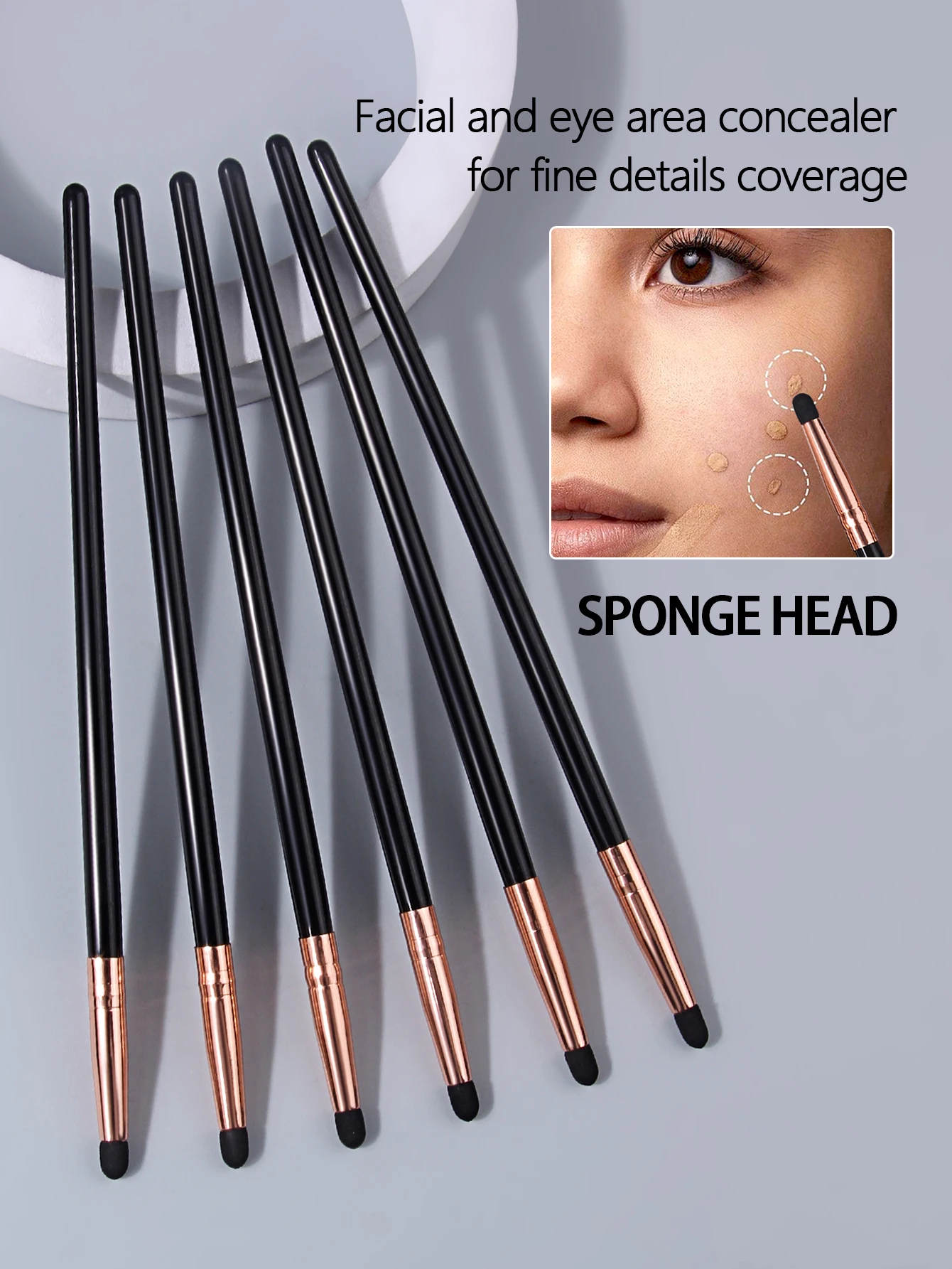 1 Stück/6 Stück Schwamm-Make-up-Pinsel-Set, Unisex, Concealer-/Lidschatten-/Tränenrinnenpinsel für flüssiges und cremiges Make-up, ideales Kosmetikgeschenk – Detail 2