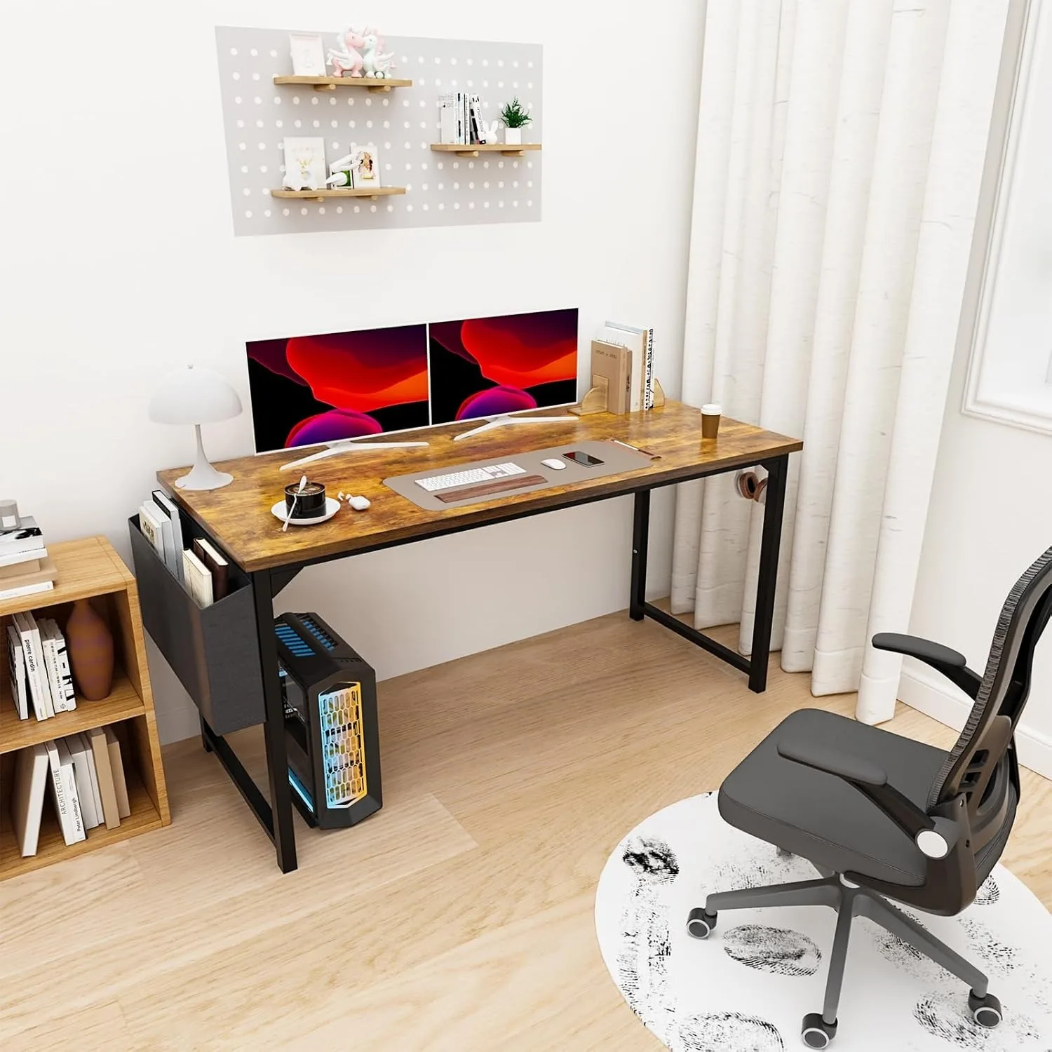 63 Inch Office Computer Desk Modern Simple Style Writing Study Work Large Table for Home Bedroom