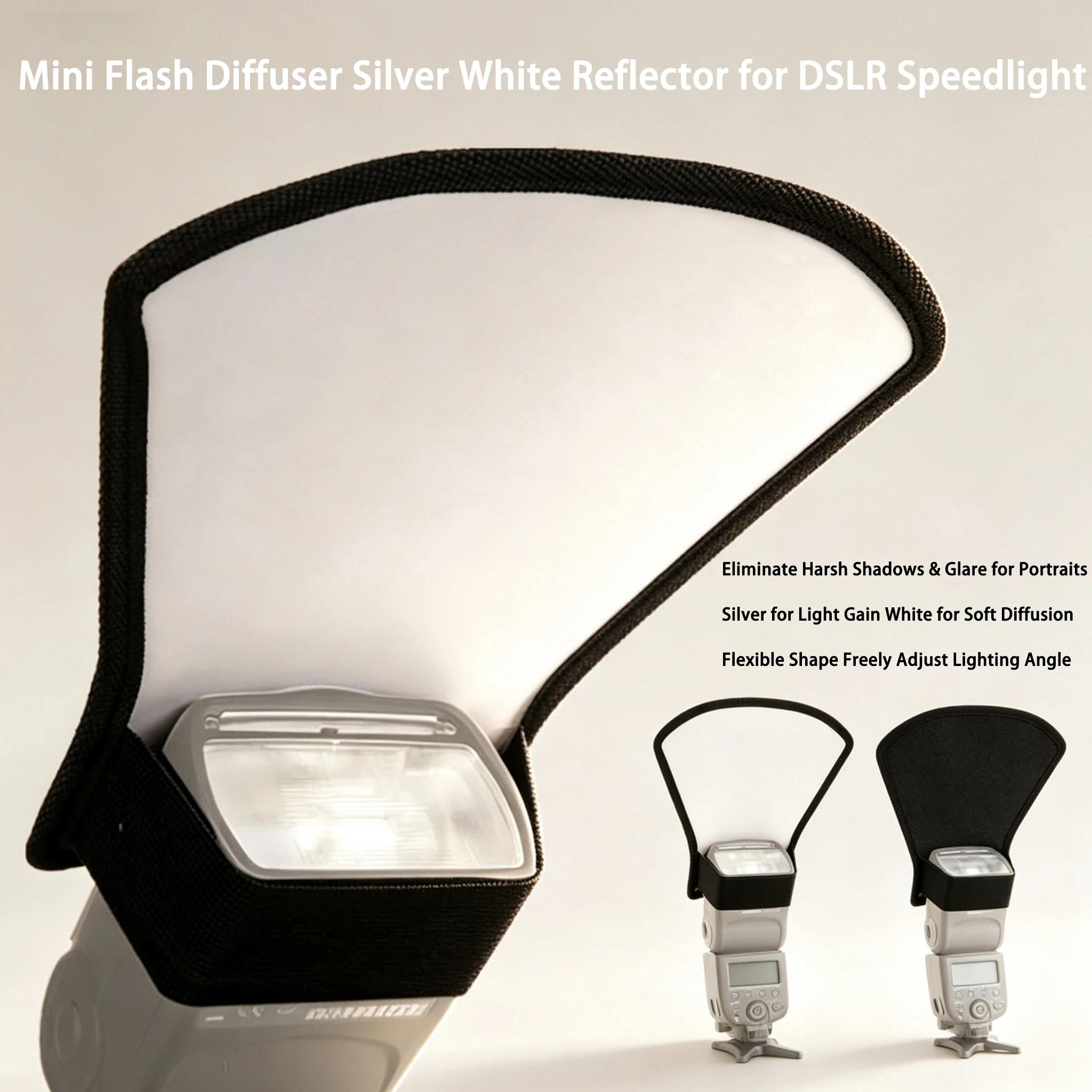 Universal Softbox Flash Bounce Reflector Diffuser Softbox Camera Accessories Silver White Fits Godox V1 V860III Canon Nikon Sony