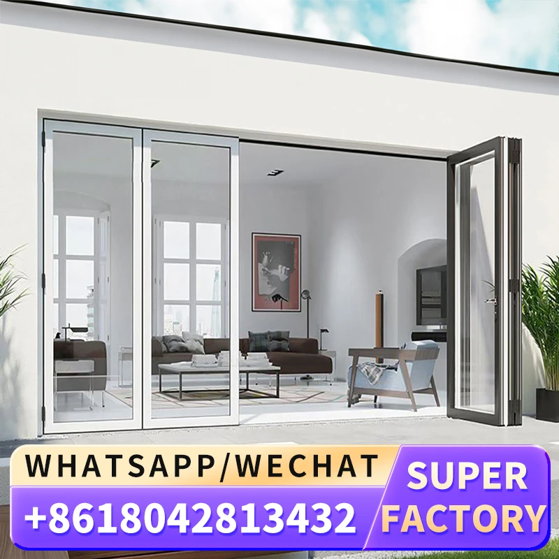 patio double glass exterior accordion folding door residential aluminium bifold doors