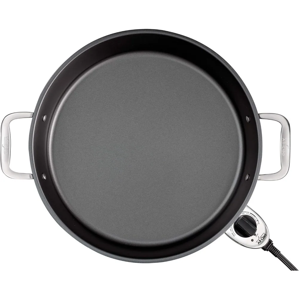 Electrics Stainless Steel and Nonstick Surface Skillet 7 Quart 1800 Watts Temp Control, Cookware, Pots and Pans, Oven, Broil,