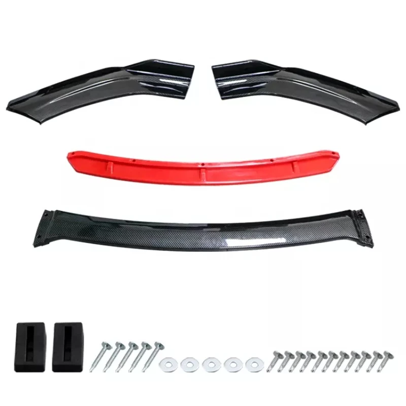 Car Accessories Universal Car Front Bumper Lip Body Kit Spoiler Splitter Diffuser 4PCS White Carbon Fiber Splitter ABS Plastic