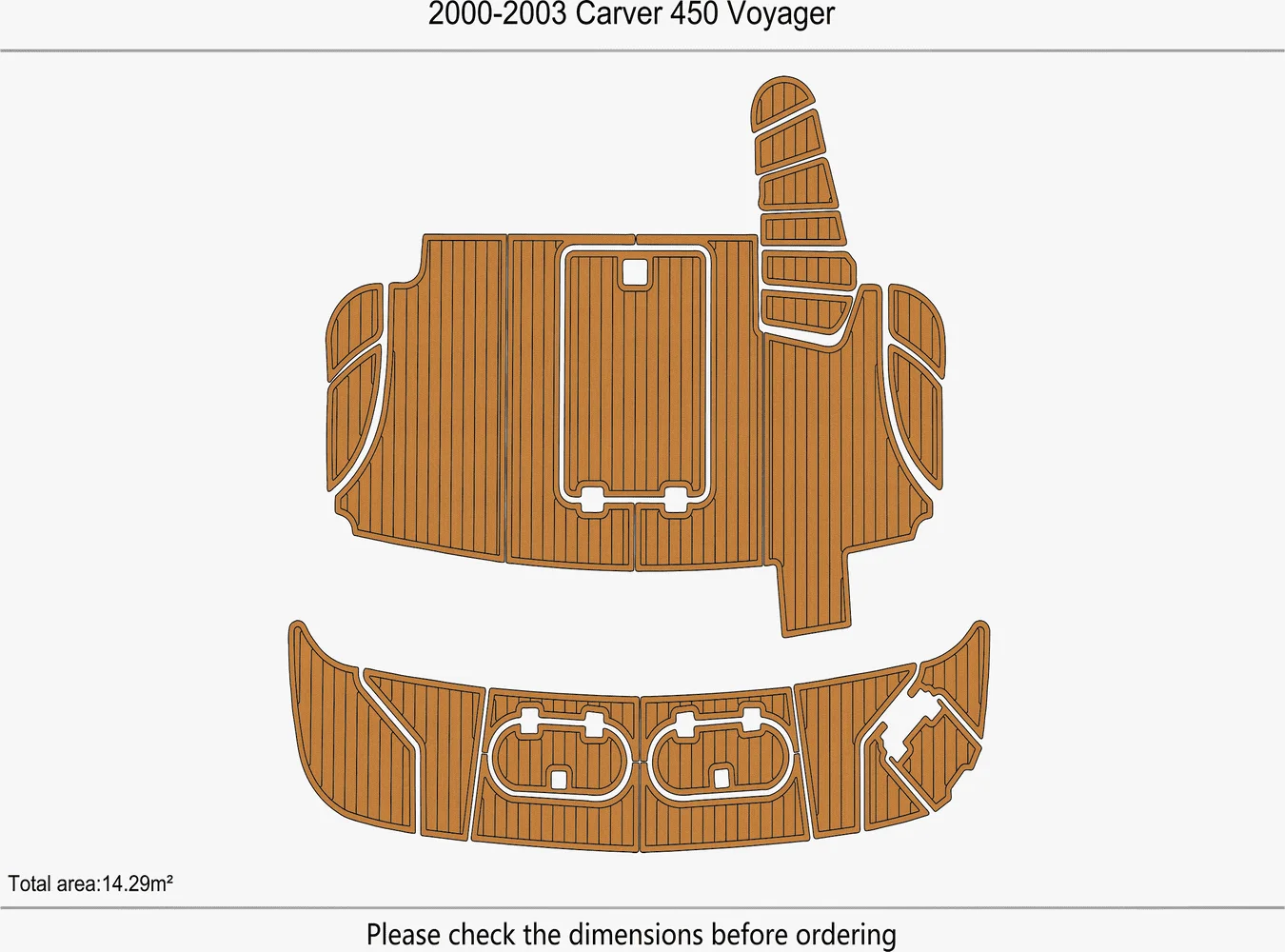 Marine Faux Teak EVA Non-Slip Mat 2000-2003 Carver 450 Voyager 1/4