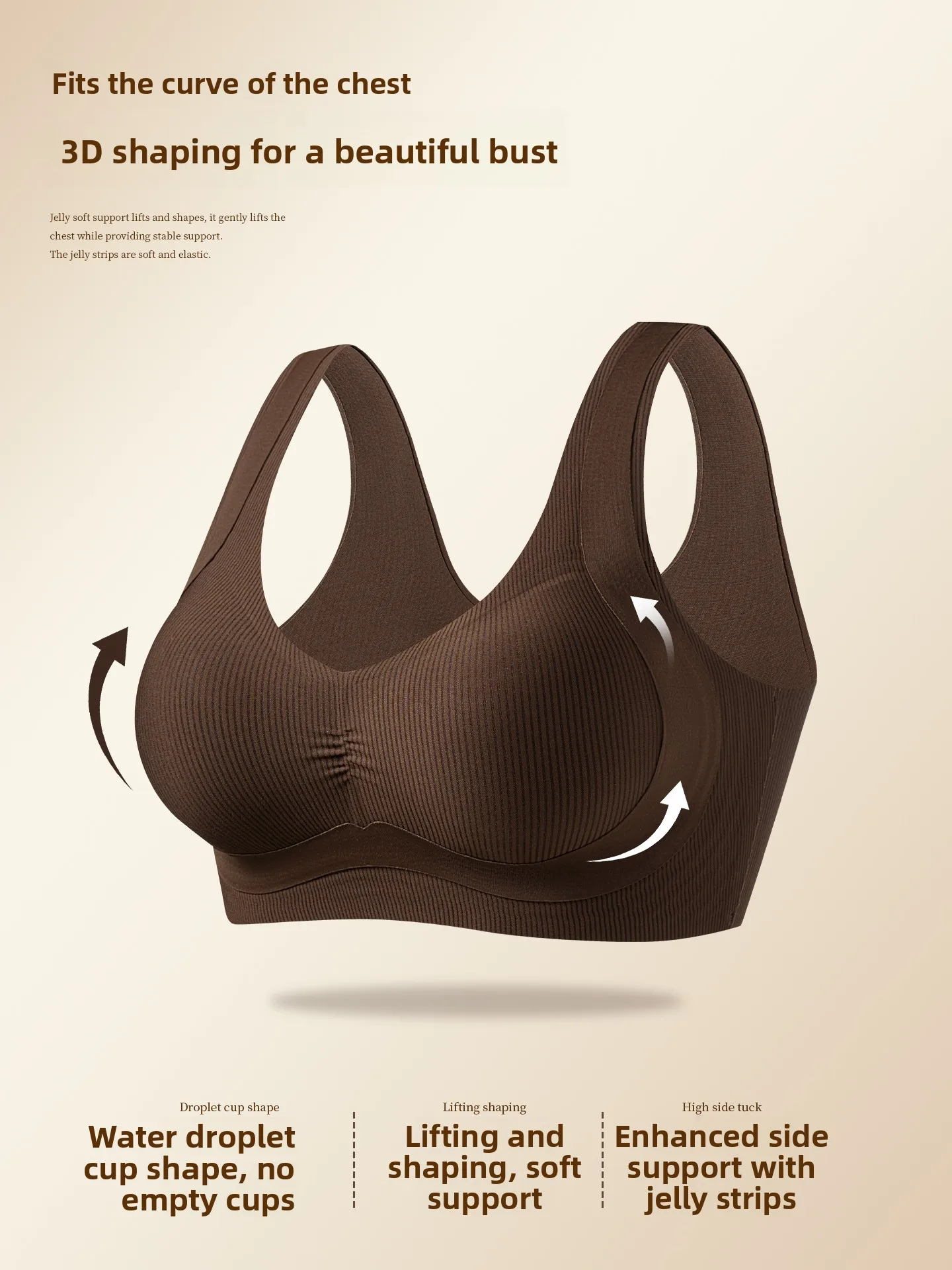 Plandoo Seamless Bra Vest Style Women's Soft Support Underwear for Flank Reduction Gathered No Underwire Fixed Strap