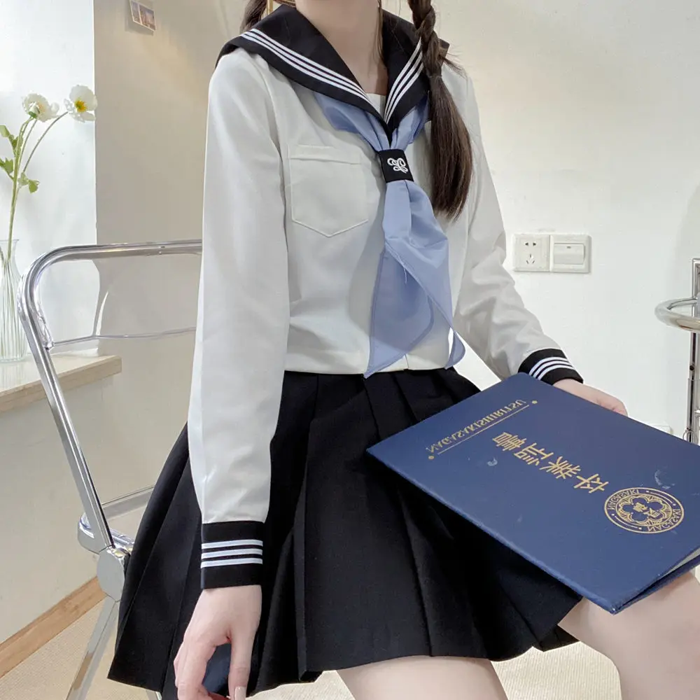 2024 uniforme scolastica giapponese Set manica lunga vestito da marinaio nero per ragazze donne Seifuku studente di scuola coreana Jk uniformi