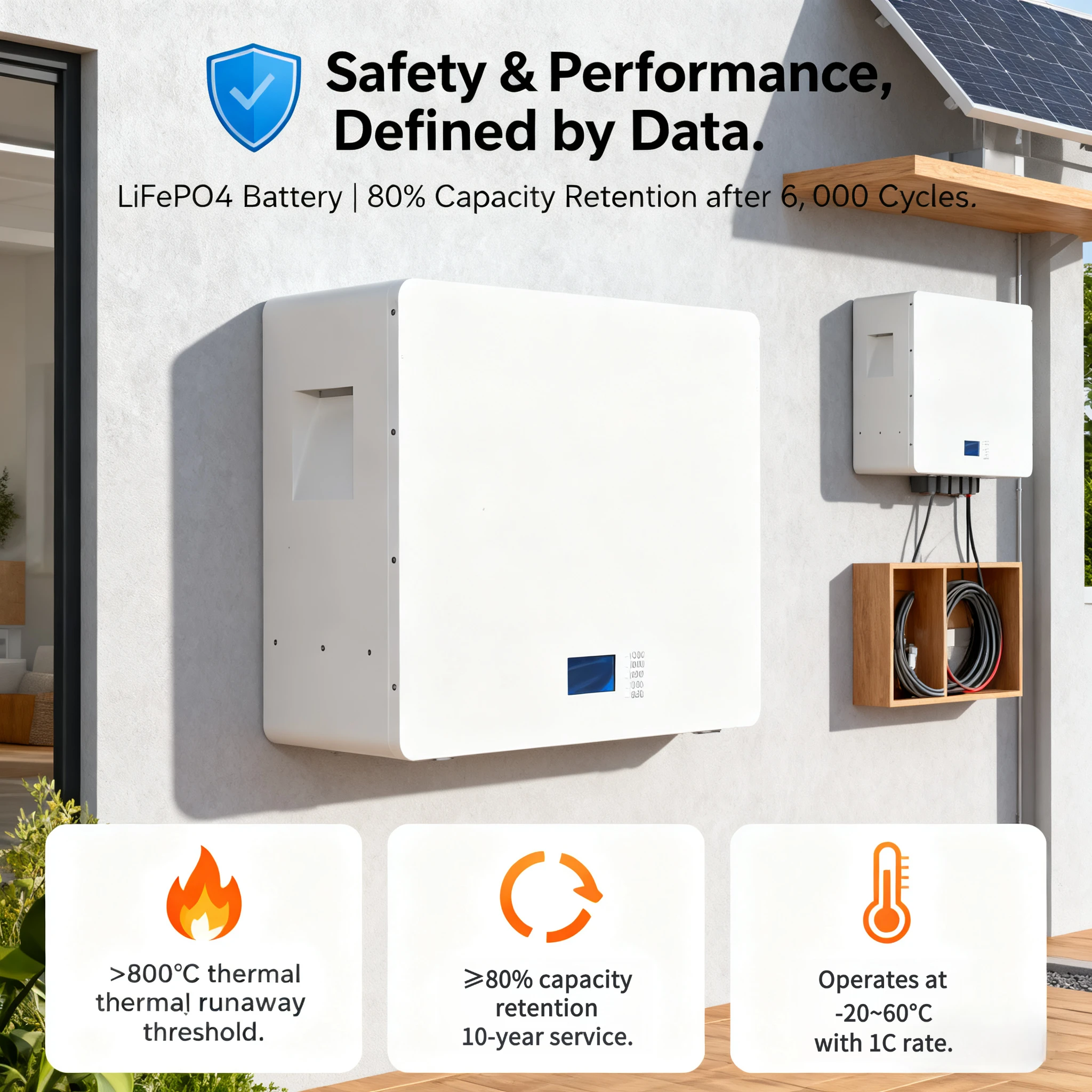 Industrial Grade 51.2V LiFePO4 Battery Wall-Mounted CAN/RS-232 Communication 10-20kW Output IP54 Protection All-In-One Off-Grid