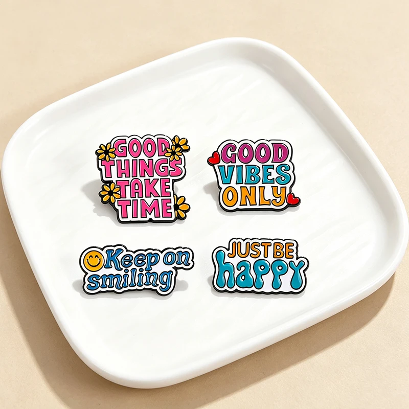 New Cute Motivational Phrases Cartoon Enamel Brooch Badge Jewelry For Bag Clothing Backpack Party