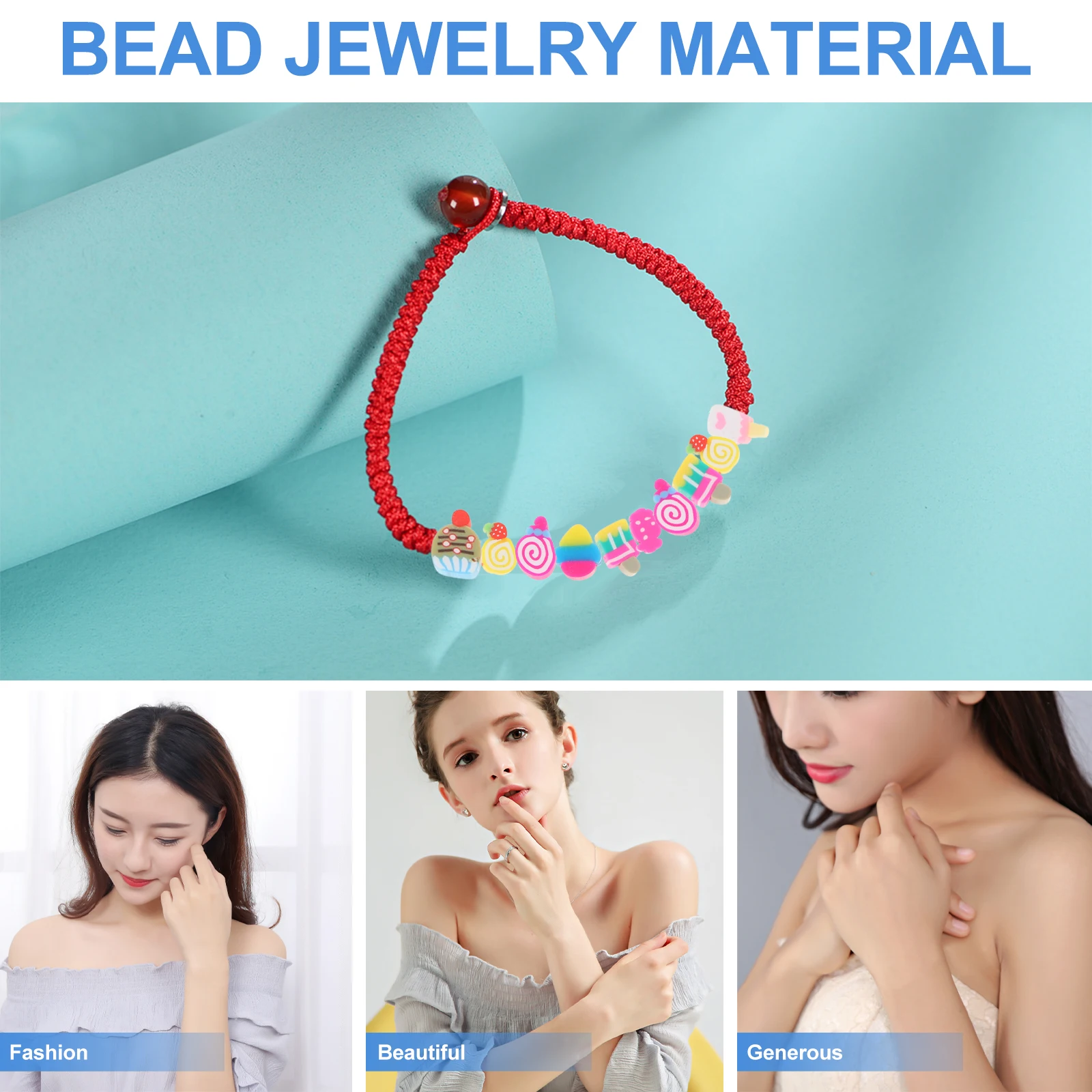 

1Set Necklace Bracelet Loose Beads Polymer Clay Mixed Styles DIY Jewelry Making Accessories Necklace Loose Bead
