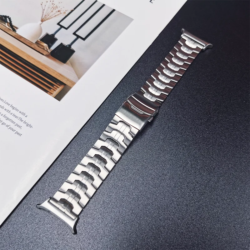 Tytanowy metalowy pasek do Samsung Watch 7 Ultra 47 mm Luksusowy męski pasek do Galaxy Watch 7 47 mm Bransoletka bez przerw z zakrzywionym ogniwem końcowym