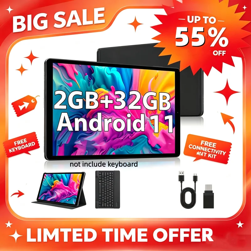 10.1 INCH 2GB RAM 32GB ROM T10 Android 11 Tablet PC FX10 CPU Allwinner A133 Quad-Core Dual Camera WIFI 1280 X 800 IPS