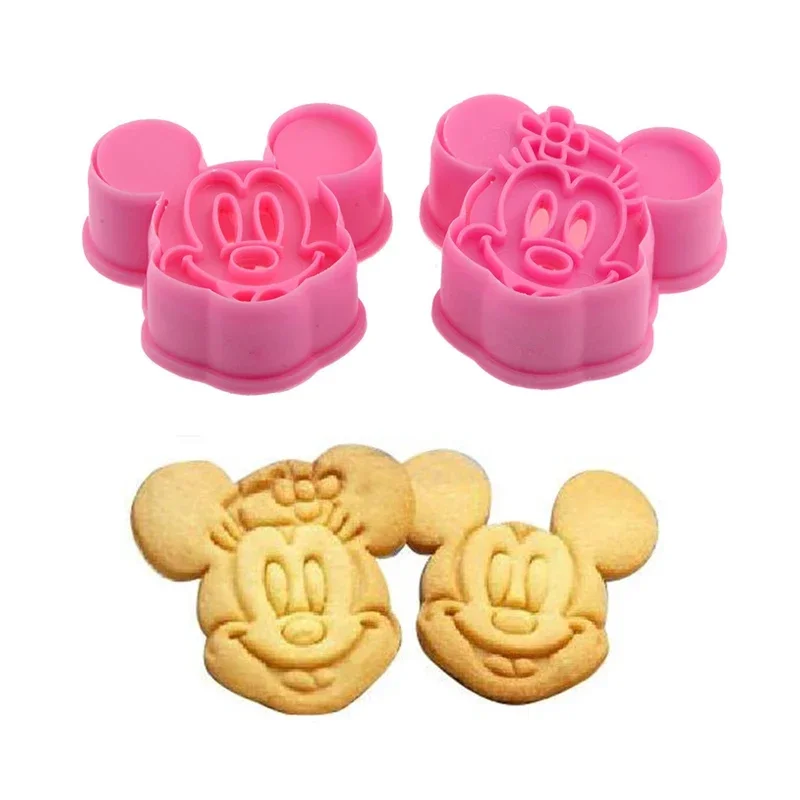 Disney Mickey Baking 3D Mold Stitch Winnie DIY Baking Cookie Cake Rice Ball Mold Cartoon Plastic Mold Birthday Party Decor Toys