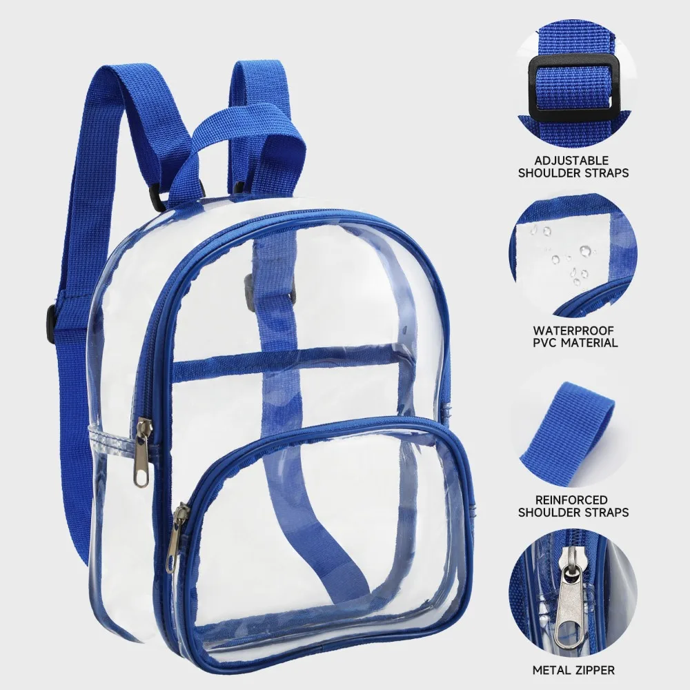 Mini mochila transparente de pvc, bolsa de armazenamento à prova d'água, bolsa de armazenamento transparente para viagem, bolsa portátil para estudantes, organizador de papelaria