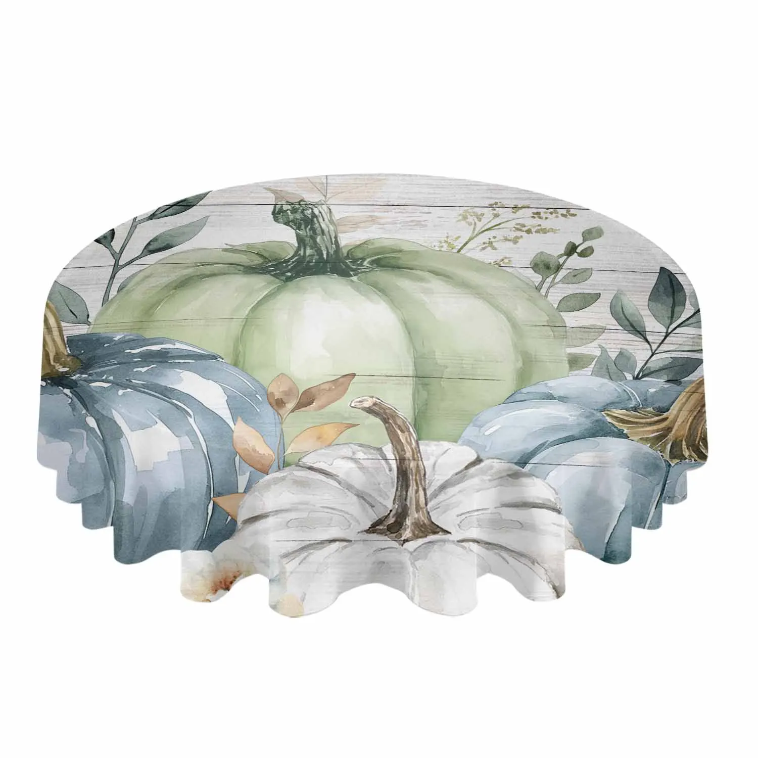 Thanksgiving Autumn Leaves Waterproof Tablecloth Tea Table Decoration Round Table Cover For Kitchen Wedding Home