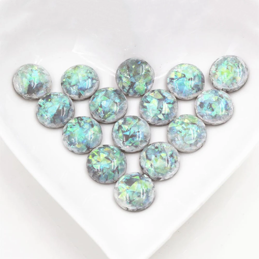 New Fashion 40pcs 12mm Gray Colors Built-in metal foil Flat back Resin Cabochons Cameo-V3-10