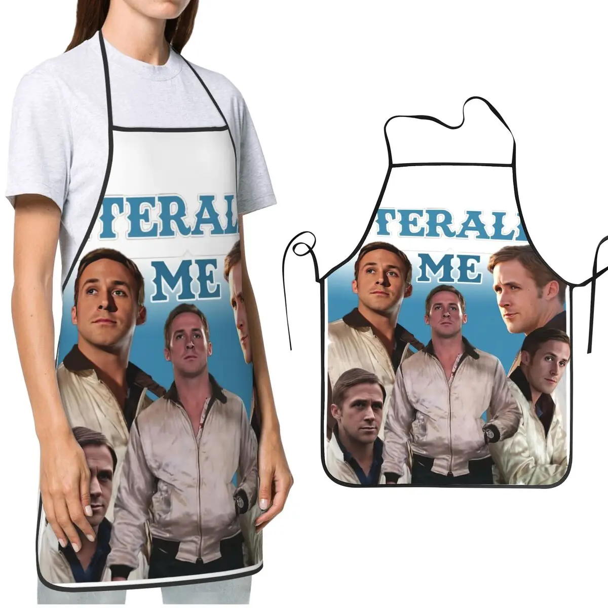 Retro Literally Me Apron Oil & Water Resistant Adjustable Tie Ryan Gosling Bootleg Cooking Kitchen Apron for Men Women Chef Gift