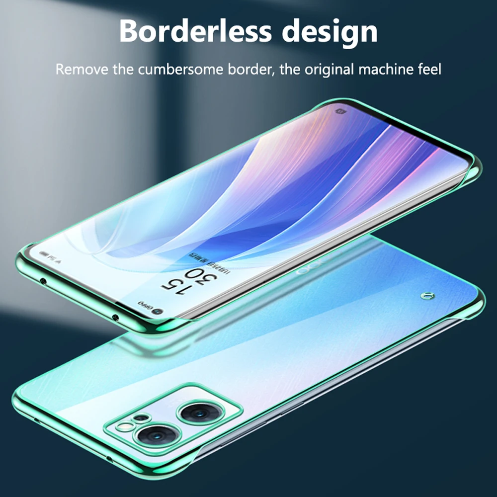 Ultra Thin Plating Frameless Case For Oppo Reno7 Reno6 Reno5 K Reno 7 6 5 Pro Plus SE 5G Hard PC Clear Protect Back Cover Shell