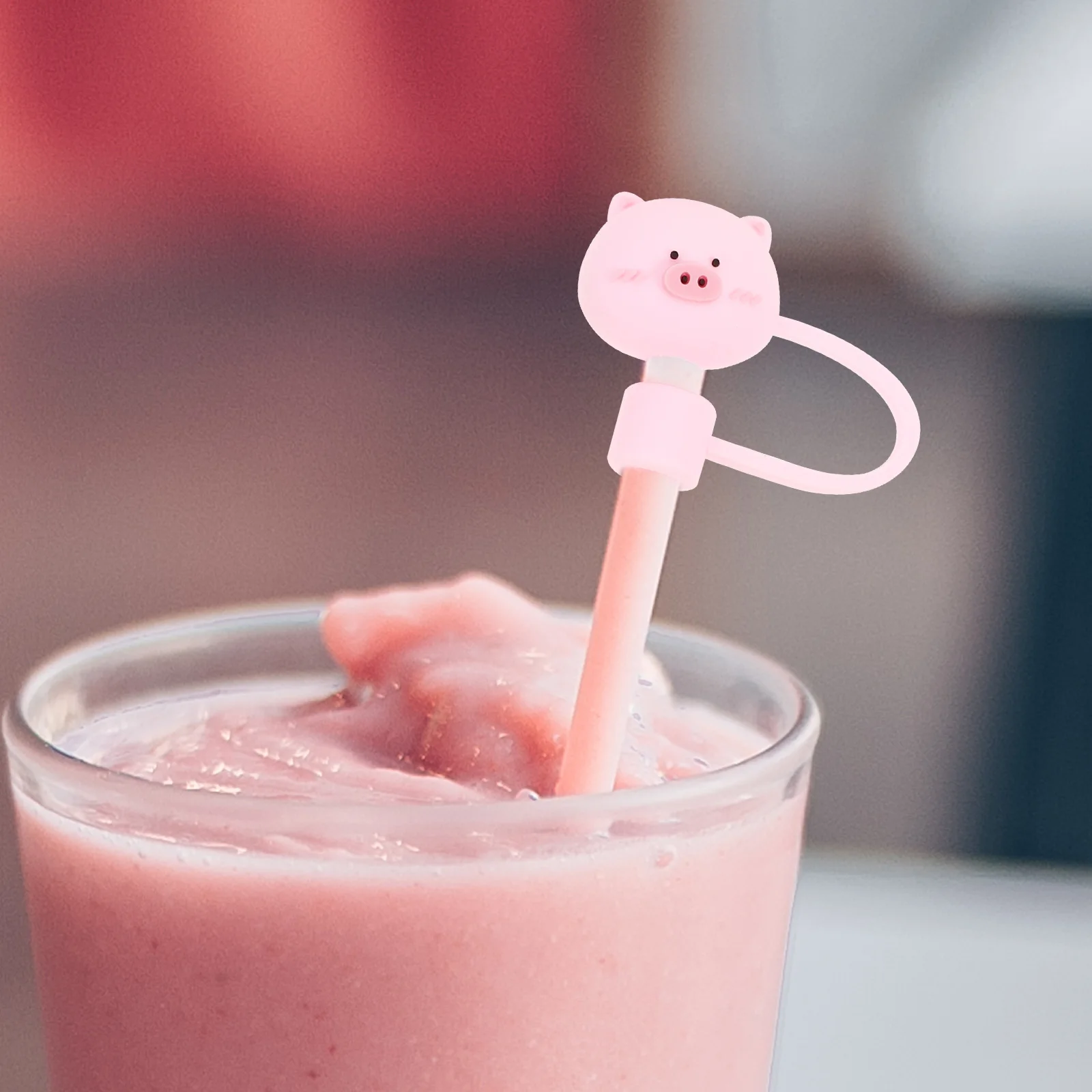 

10 Pcs Cute Cartoon Animal Covers Silica Gel Caps Reusable Straw Tips Protector Dustproof Storage Decorative Silicone Straw