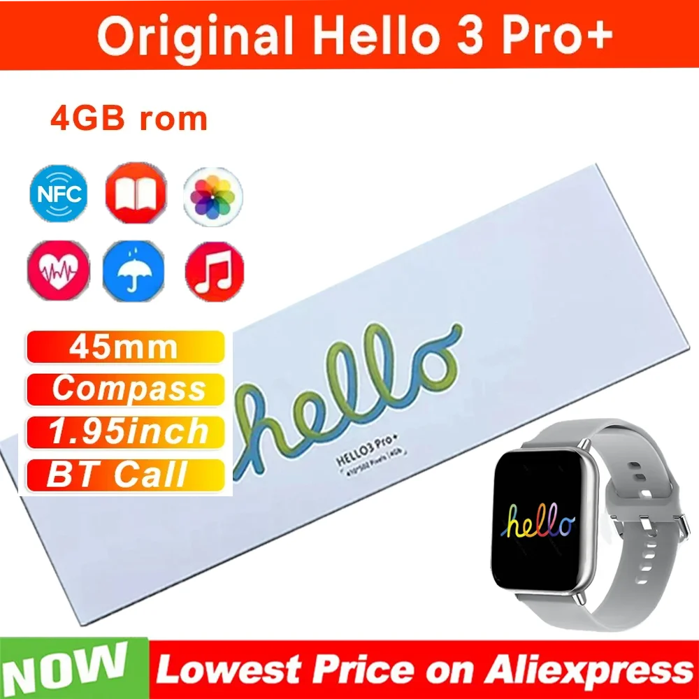 

HELLO 3 Pro Plus H12 ProAMOLED Smart Watch Men Women OS10 NFC Compass Smartwatch 4GB ROM Photo Album Sport Watch For Android Ios