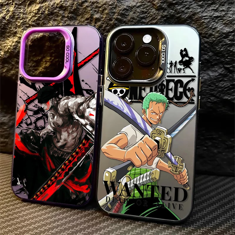 Phone Case For iPhone 16 15 14 13 12 11 Pro Max X XR XSMAX 8 7 Plus Candy Matte O-Ones Pieces Anime Zoro Shockproof Back Cover