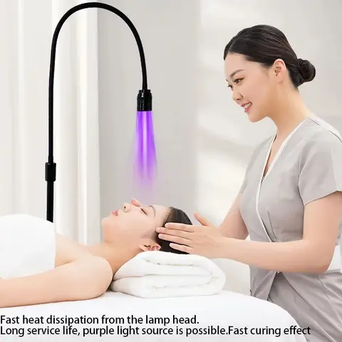 12W LED UV 램프 속눈썹 연장 젤 경화 플로어 램프 미용실 풋 스위치 조정 가능한 UV 라이트 홀더 각도 스포트라이트