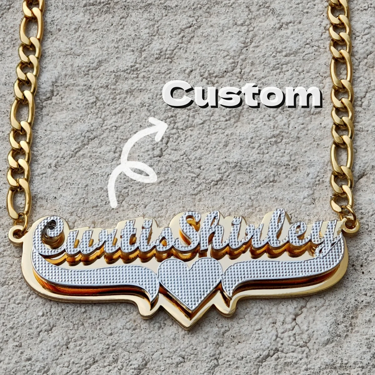 

Customized Stainless Steel Necklace Double-layer Corroded Necklace Customized 3D Nameplate Necklace Banquet Party Jewelry Gift
